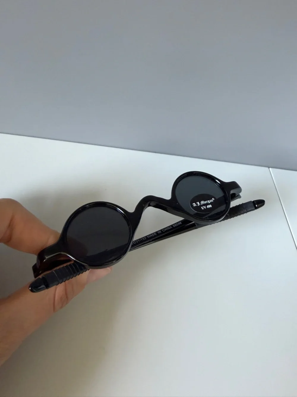 ASOS AJ Morgan avant garde cyberpunk little black round lens sun glasses